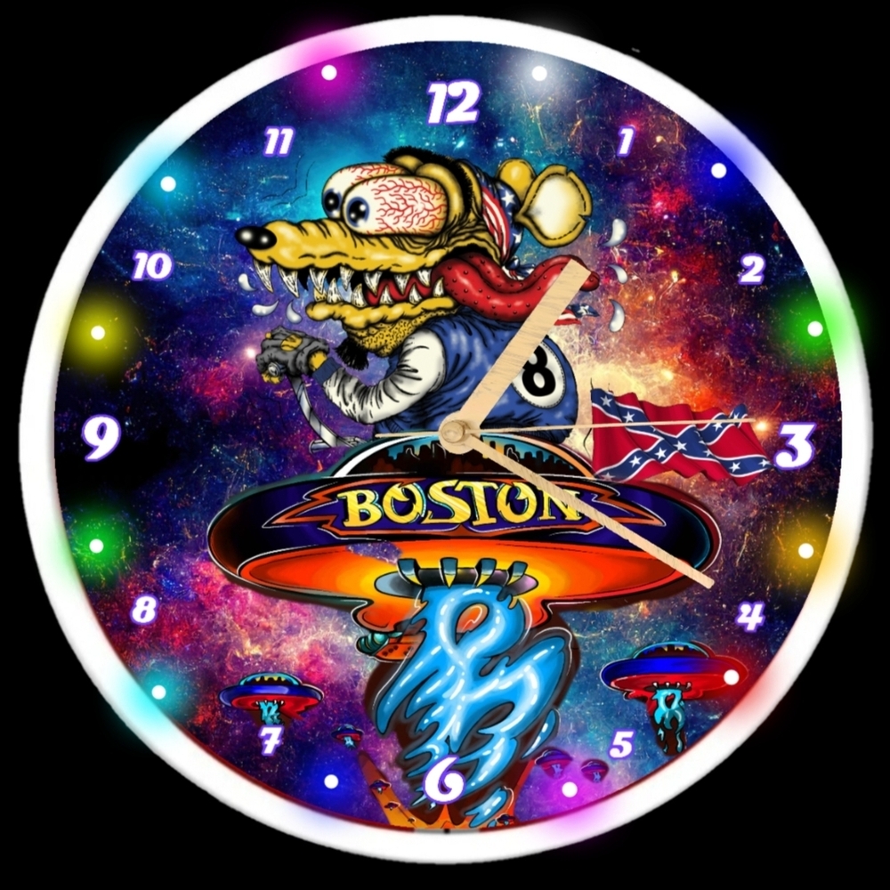 Boston Themed Colorful Wall Clock